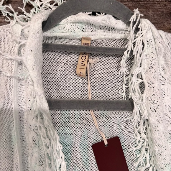 XCVI Cardigan Women S Tie Dye Open Front Knit Fringe Boho Cotton Sweater NEW - Picture 5 of 5